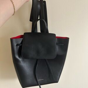Mansur Gavriel Black and Red Leather Backpack